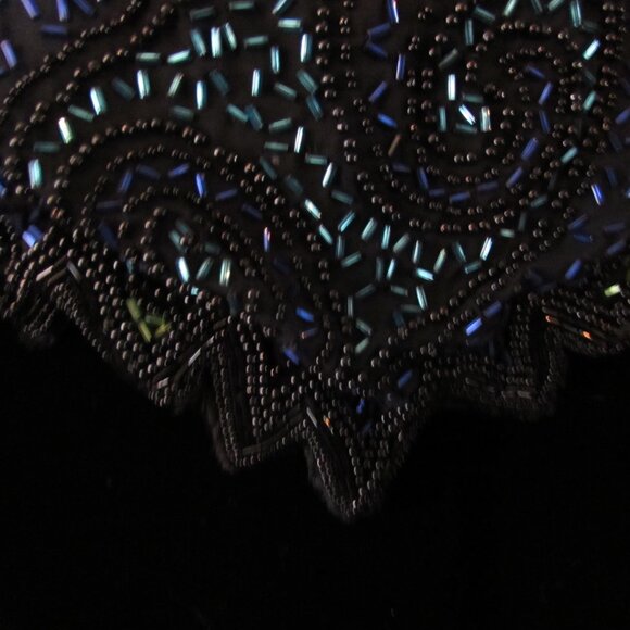 SALE Sparkly Special Event Beaded Top Swirly Blue Green Black - Picture 10 of 11
